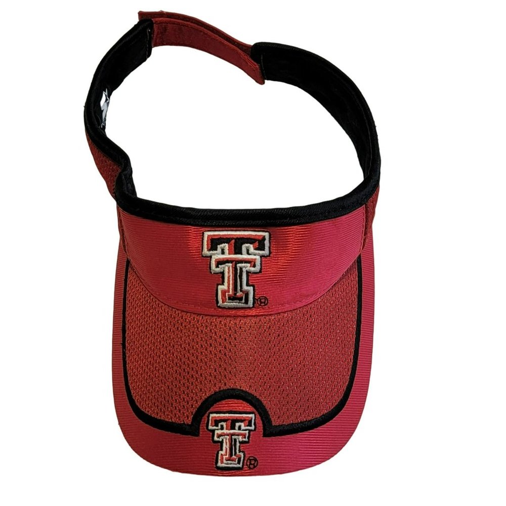 Team Starter Unisex OS Texas Tech Red Raiders,  Red & Black Mesh Sun Visor  EUC